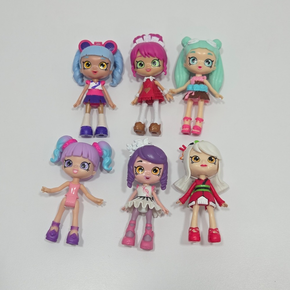 Shopkins Lil Shoppies Happy Places Mini 3" Dolls Lot of 6 Melodine Sara Sushi